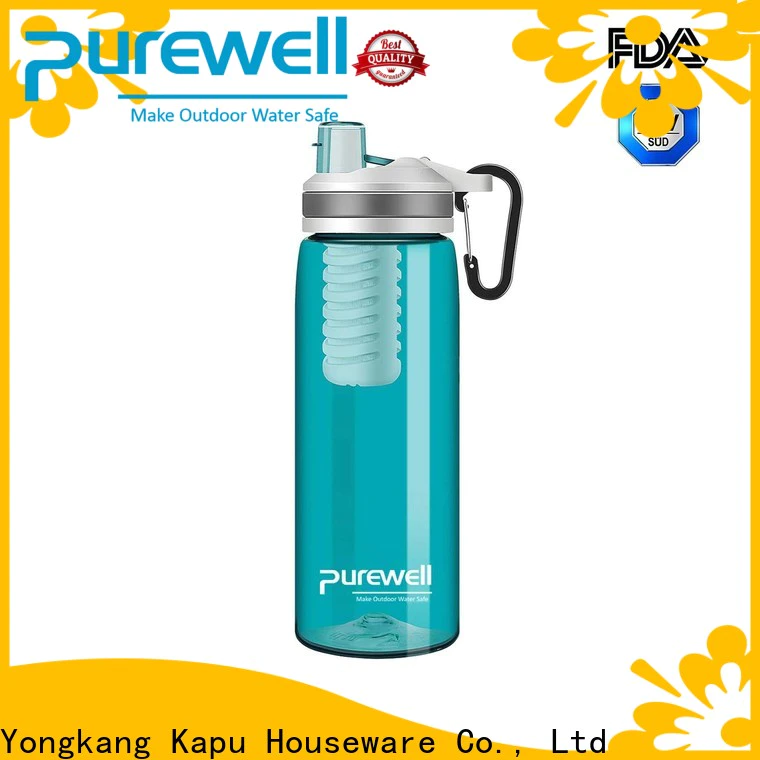 Purewell with carabiner sports bottle with filter wholesale for running