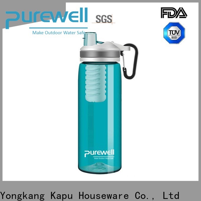 Purewell Detachable self filtering water bottle wholesale for Backpacking