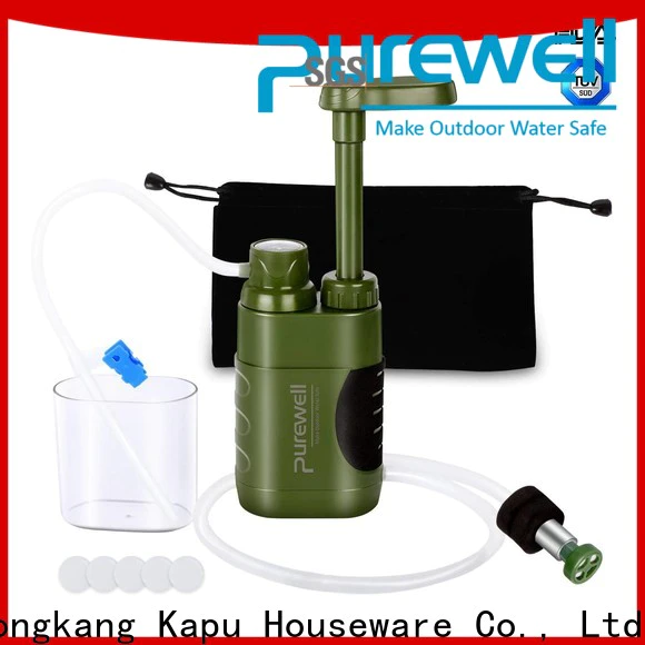 Purewell BPA Free portable water purifier customized for camping