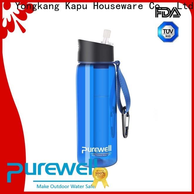 Purewell with carabiner water filter drink bottle supplier for Backpacking