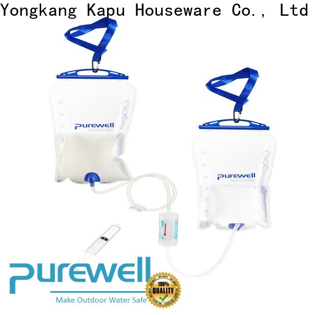 Purewell collapsible gravity water filter bag from China for travel