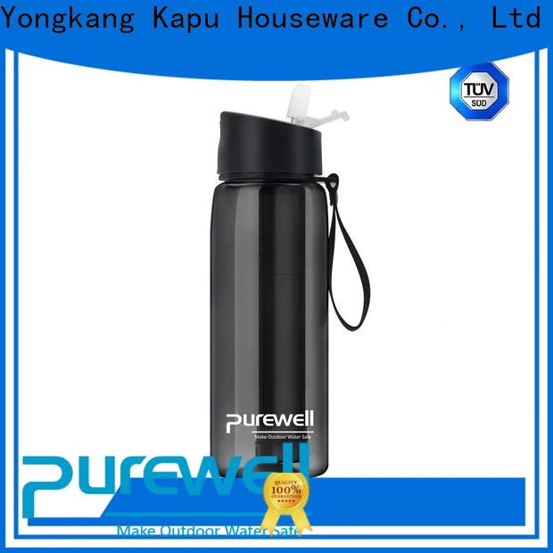 Purewell with carabiner outdoor water filter bottle wholesale for Backpacking