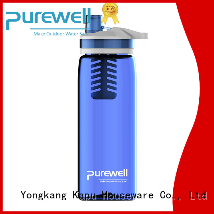 Purewell BPA-free outdoor water filter bottle for hiking