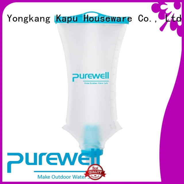 Purewell easy-hanging camping water filter bag for travel