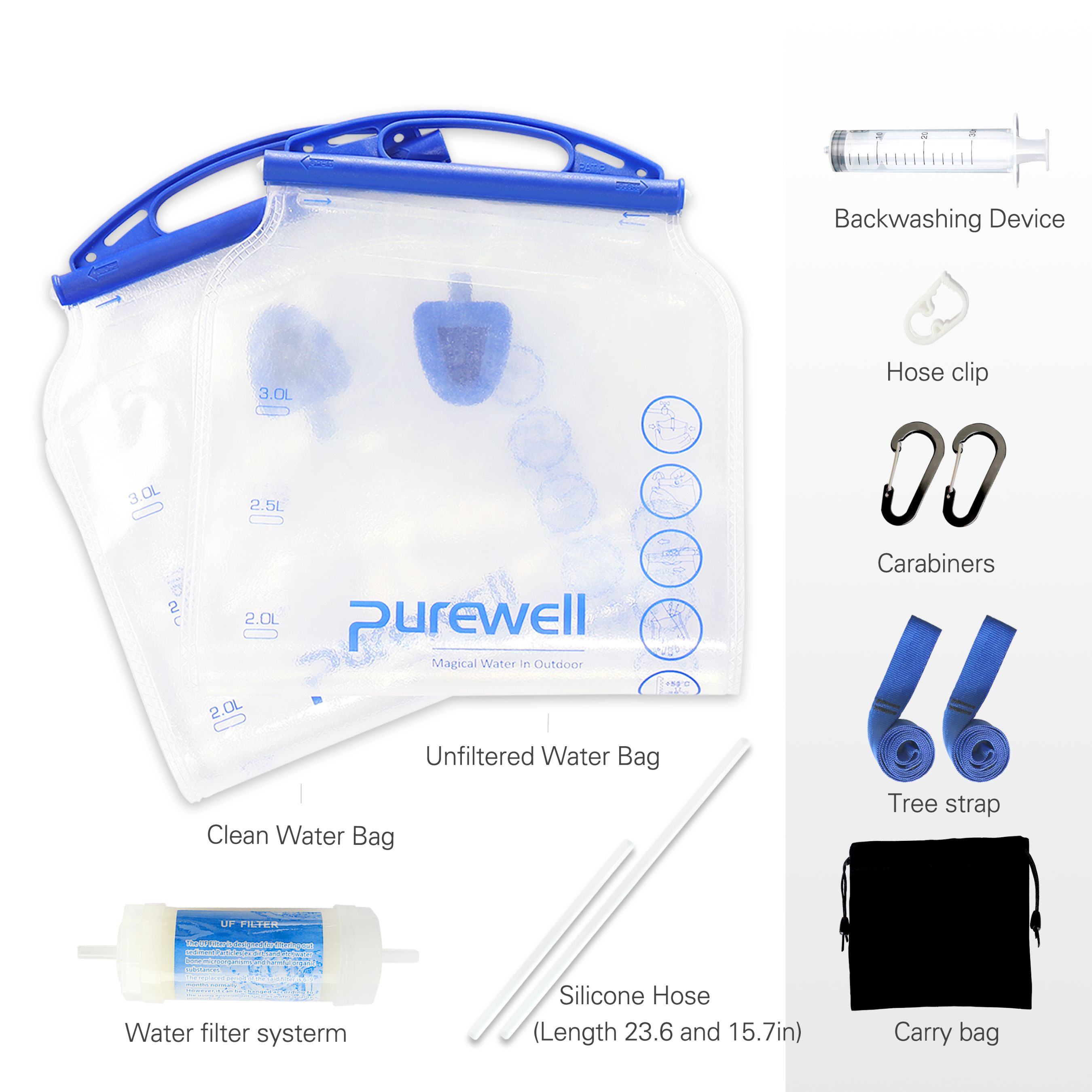 Purewell gravity fed water filter backpacking reputable manufacturer for travel-1