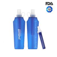Purewell Collapsible Soft Flask 500ml with Filter for Running, Travel, Backpacking