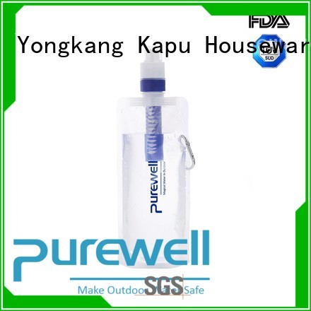 Purewell BPA-free collapsible water filter bottle inquire now for camping