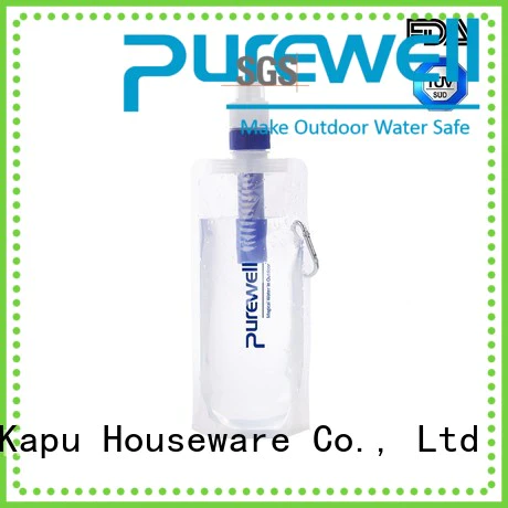 Purewell BPA-free collapsible water filter bottle from China for hiking