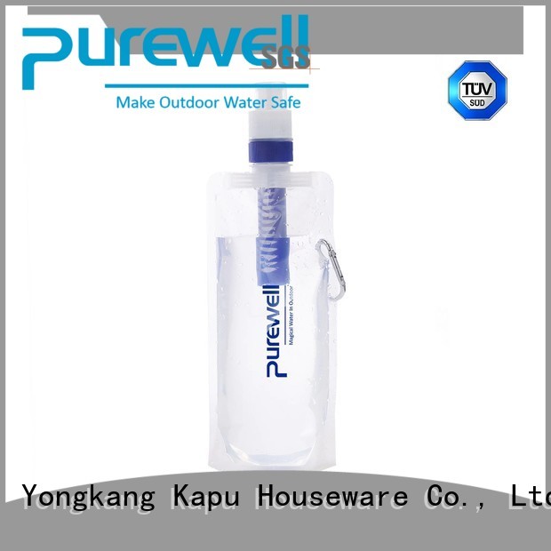 Purewell Collapsible collapsible water filter bottle customized for camping