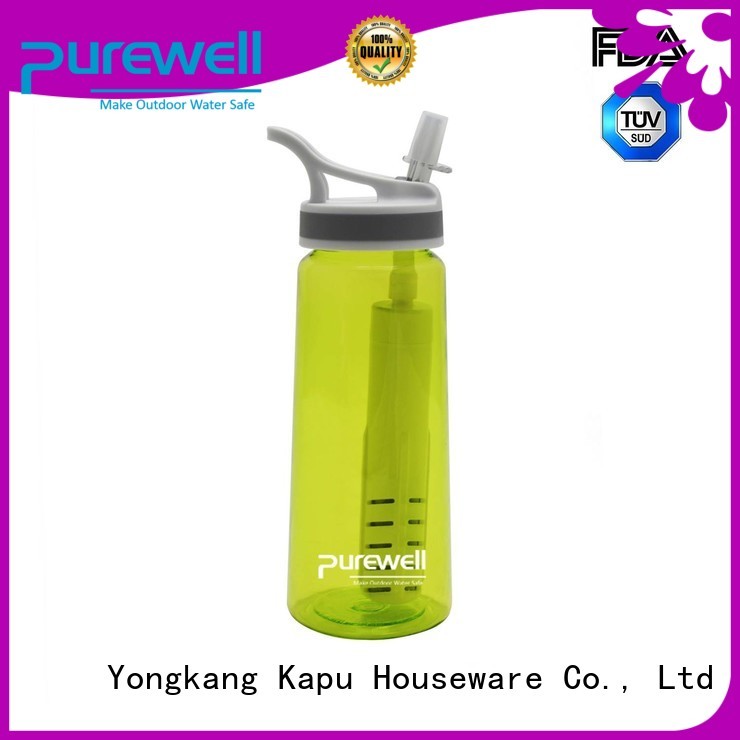 Purewell with carabiner water filter bottle wholesale for Backpacking