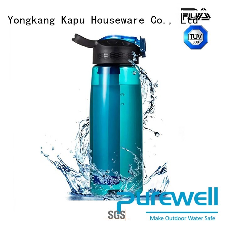 Purewell with carabiner water filter bottle wholesale for hiking