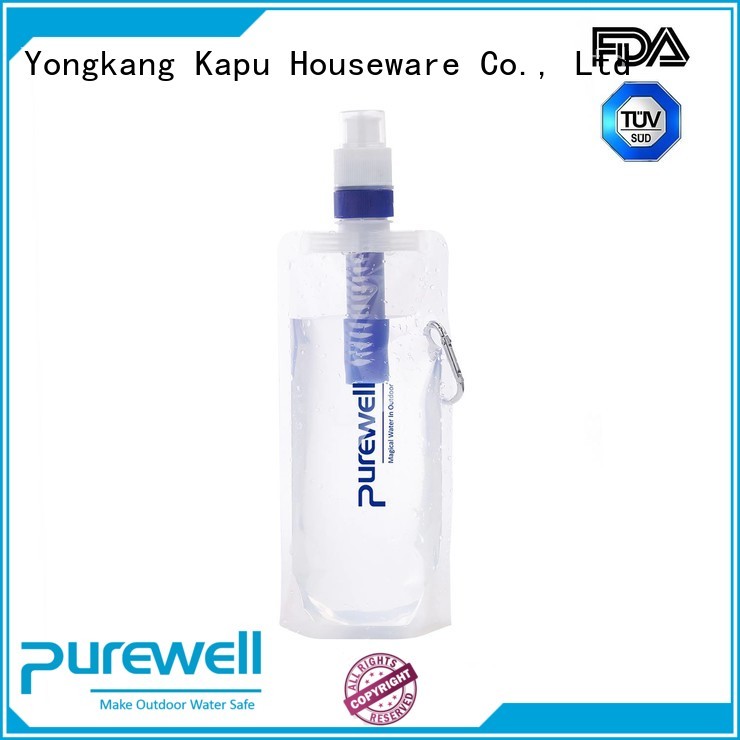 Purewell Collapsible collapsible water filter bottle customized for outdoor activities
