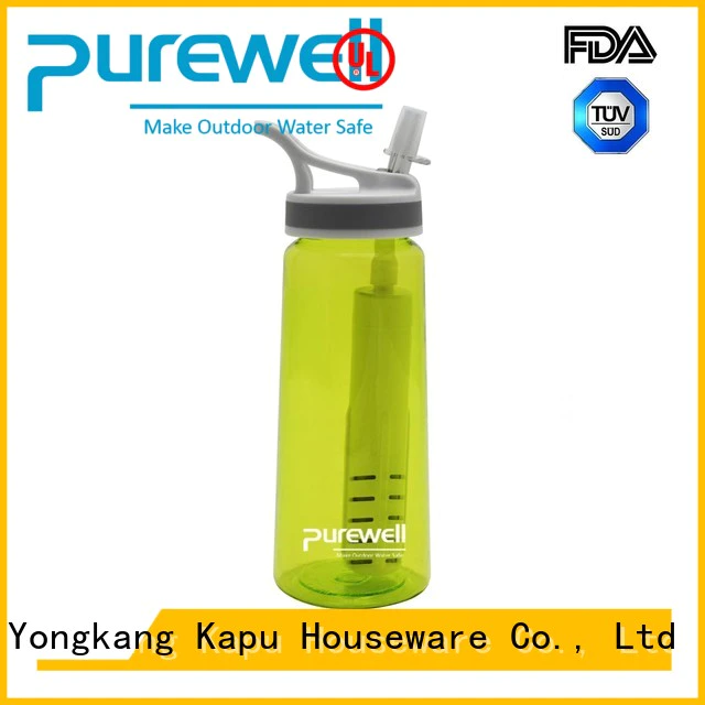 Purewell BPA-free water purifier bottle inquire now for hiking