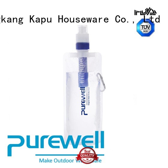 Purewell Collapsible collapsible water filter bottle customized for hiking